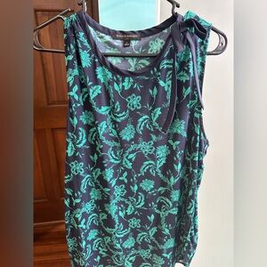 Banana Republic Women's Floral Top - Black and Green (L)